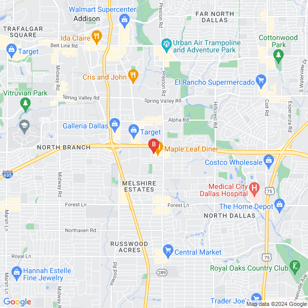 Integrity Collisionand & Towing location map: 12854 Spurling Rd, Dallas, TX 75230, Dallas, TX
